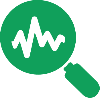 Green magnifying glass icon on Fabric Genomics